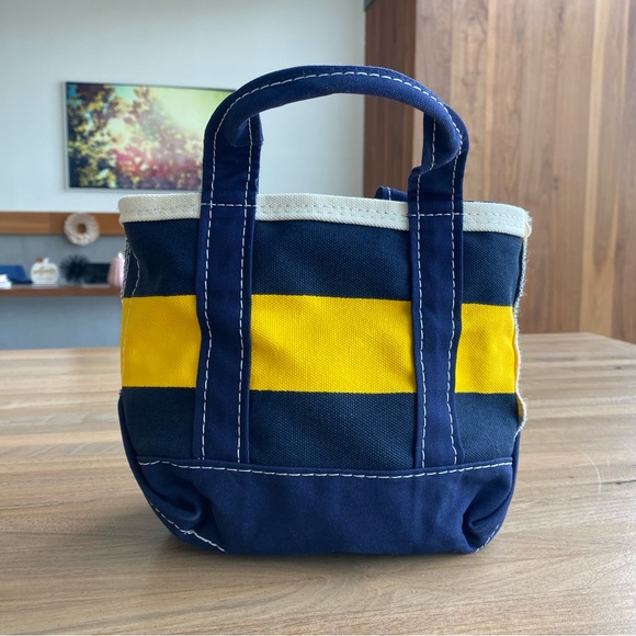 L.L. Bean Bags Vintage Ll Bean Boat Mini Tote Bag Navy Yellow Poshmark